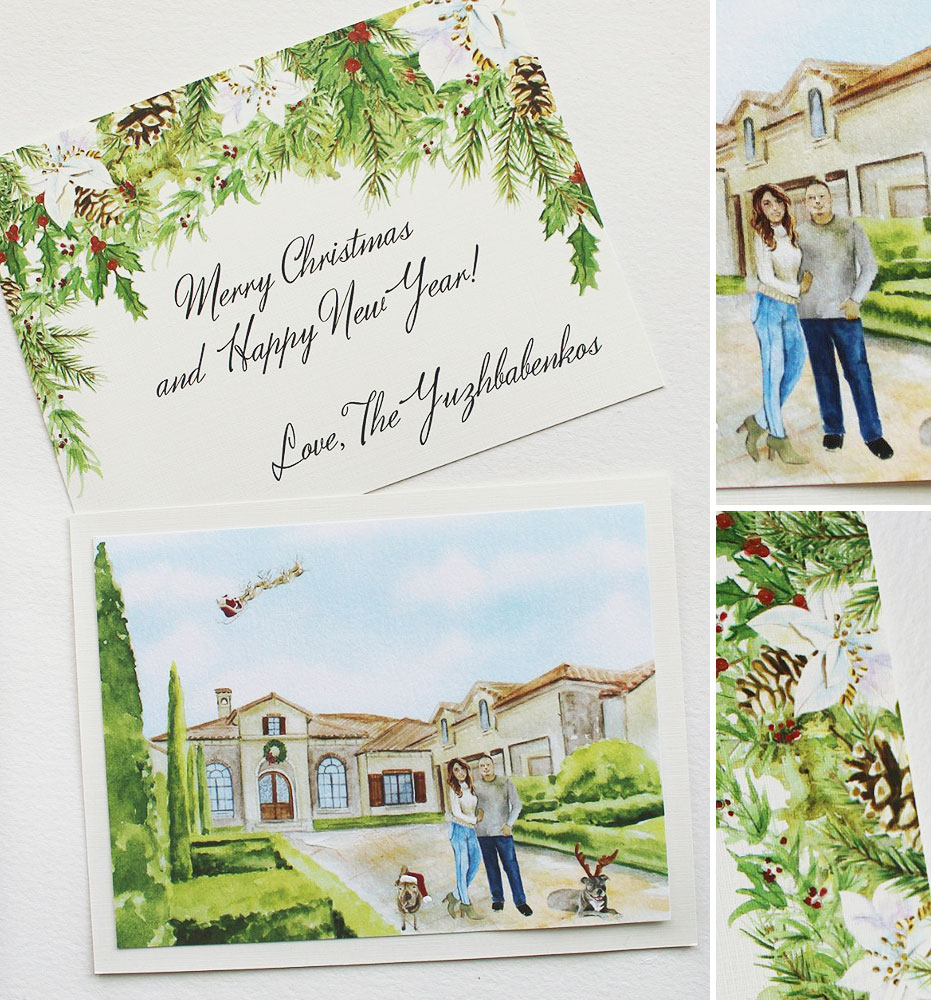 Personalized Watercolor Christmas Cards