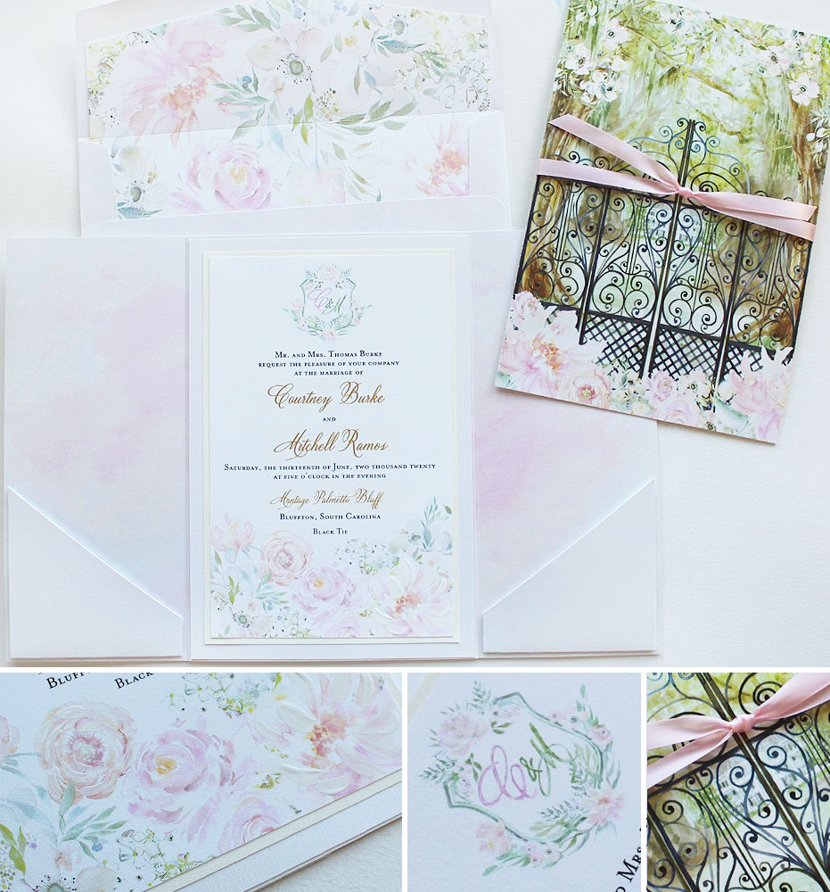 Soft Watercolor Southern Wedding Invitations
