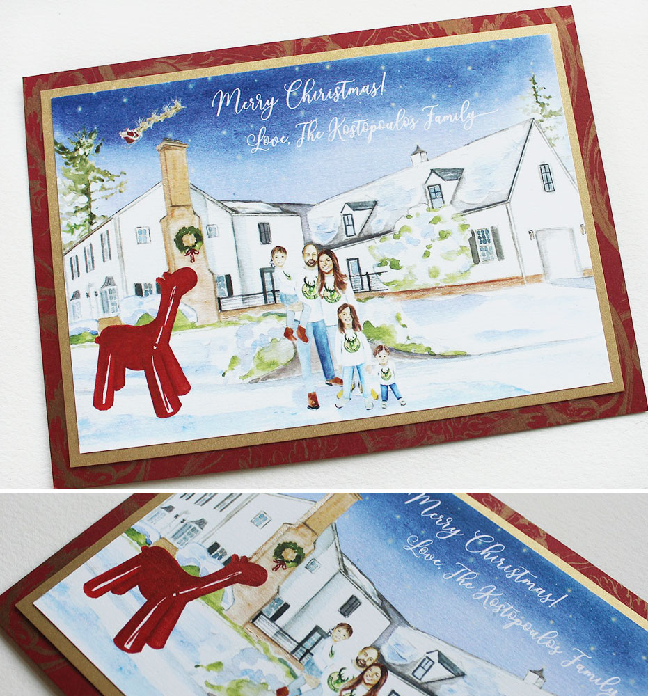 Watercolor Family Christmas Card
