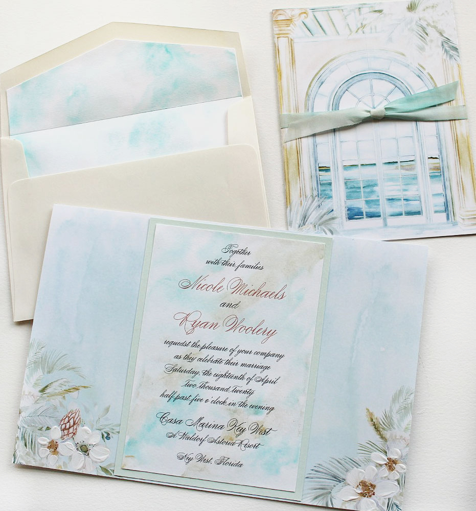 Soft Watercolor Ocean Wedding Invitations