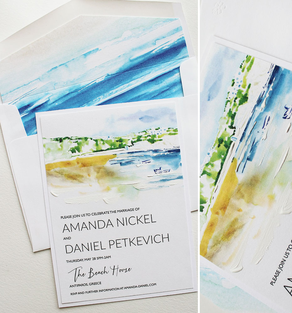 Abstract Watercolor Landscape Wedding Invitations