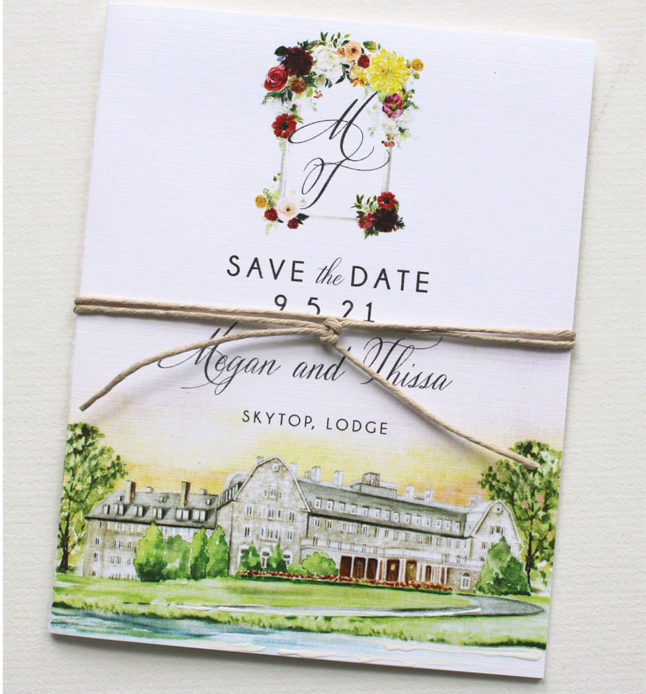 Watercolor Trifold Wedding Save the Date
