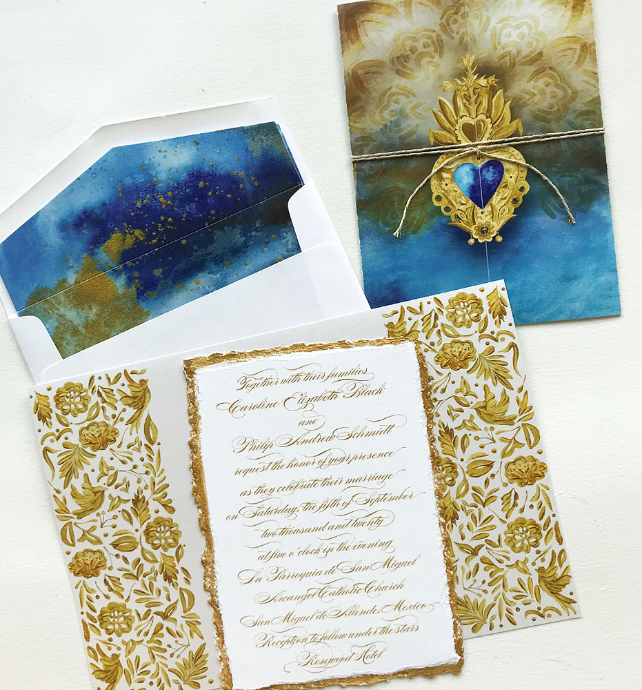 Hand Painted Mexico Wedding Invitations
