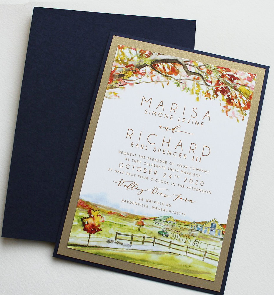 Watercolor Autumn Wedding Invitations