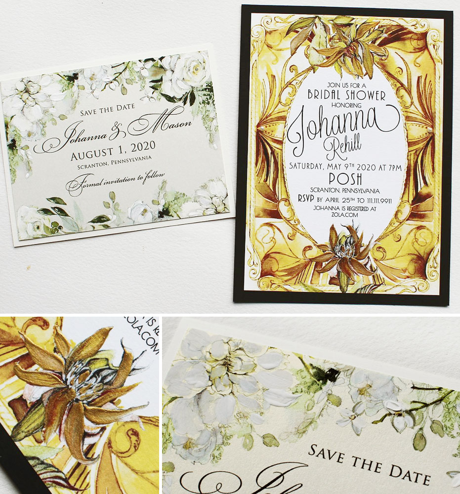 Hand Painted White Floral Save the dates