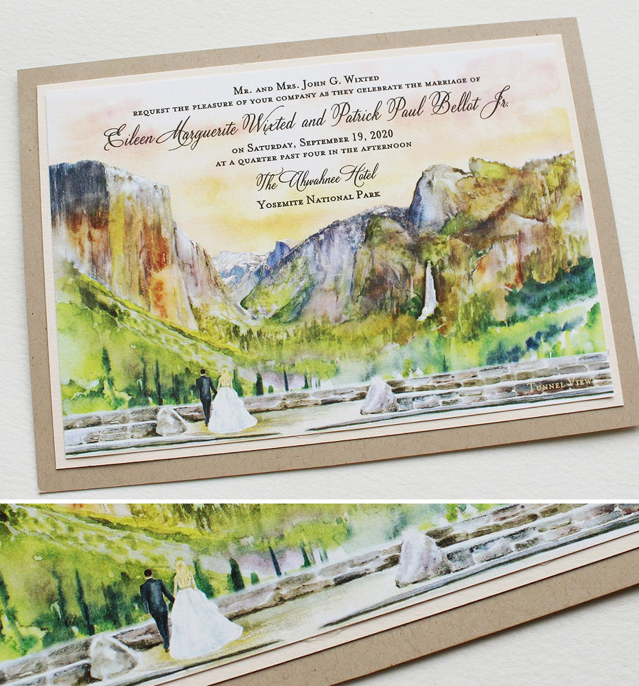 Hand Painted Yosemite Wedding Invitations
