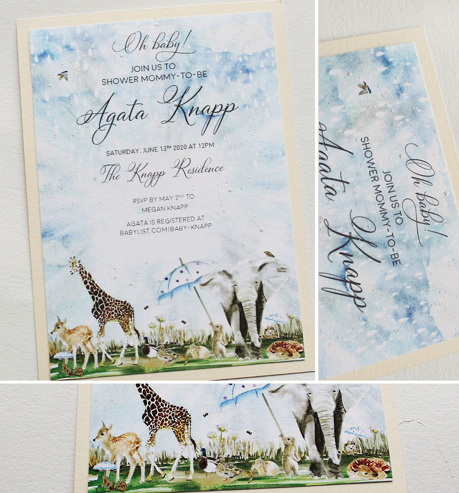 Watercolor Animal Baby Shower Invitations