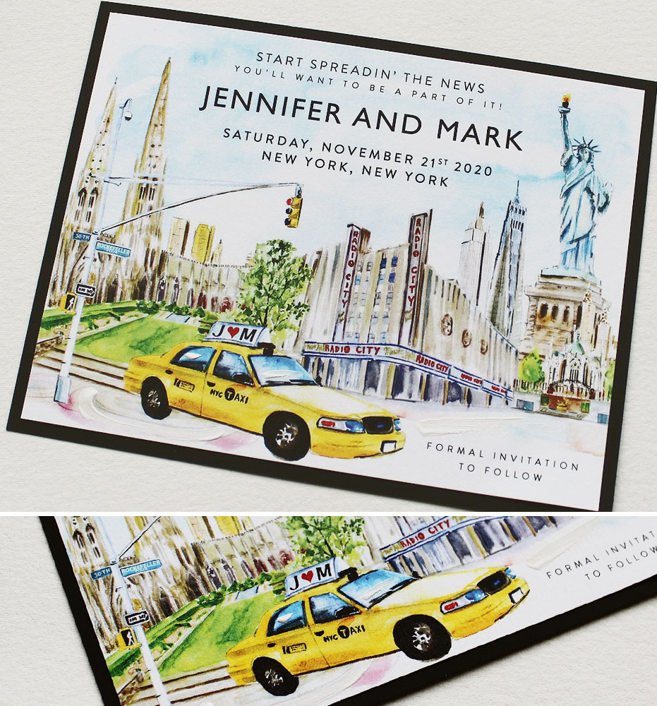 Watercolor New York City Illustration Save the Date