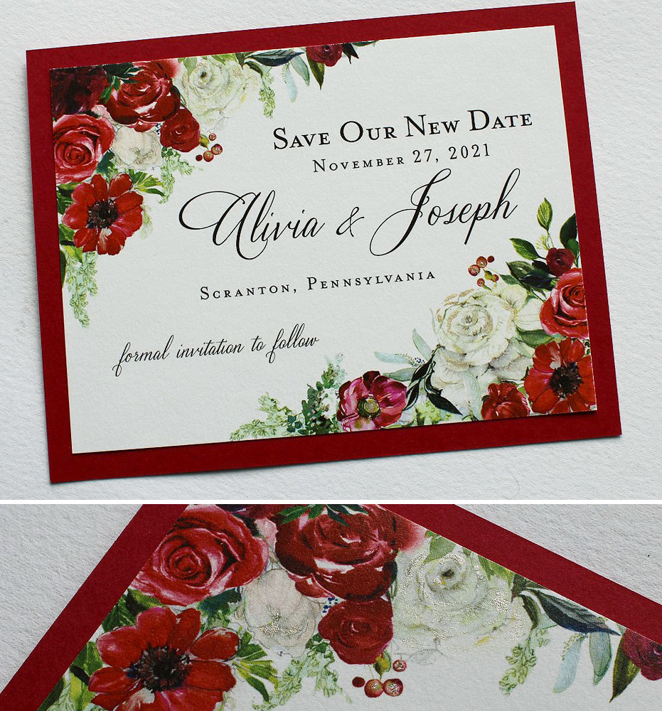Red Floral Wedding Stationery