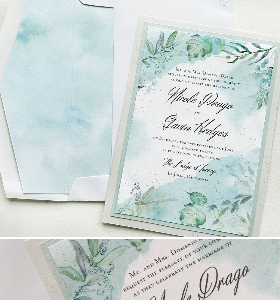 Soft Watercolor Winter Botanical Wedding Invitations