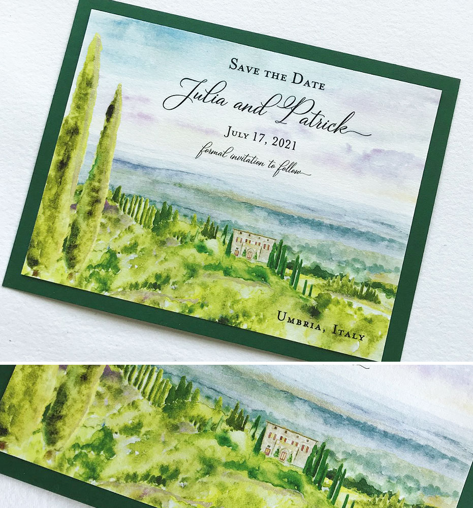 Watercolor Italy Wedding Save the Date