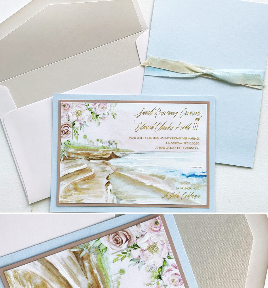 Watercolor Ocean Wedding Invitations