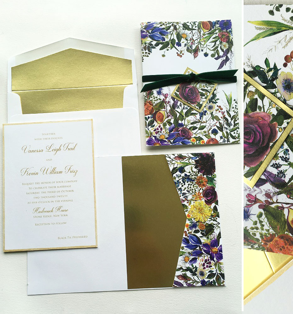 Autumn Botanical Watercolor Wedding Invitations