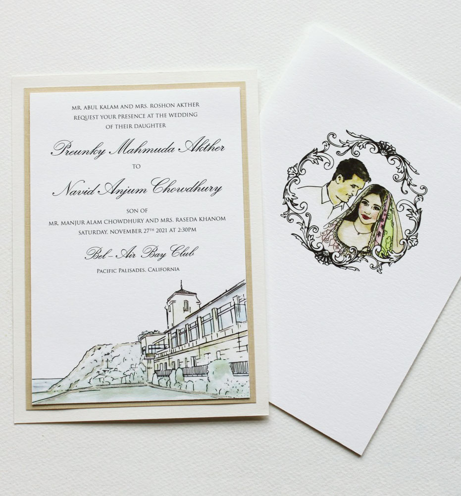 Bel-Air Bay Club Illustrated Wedding Invitation