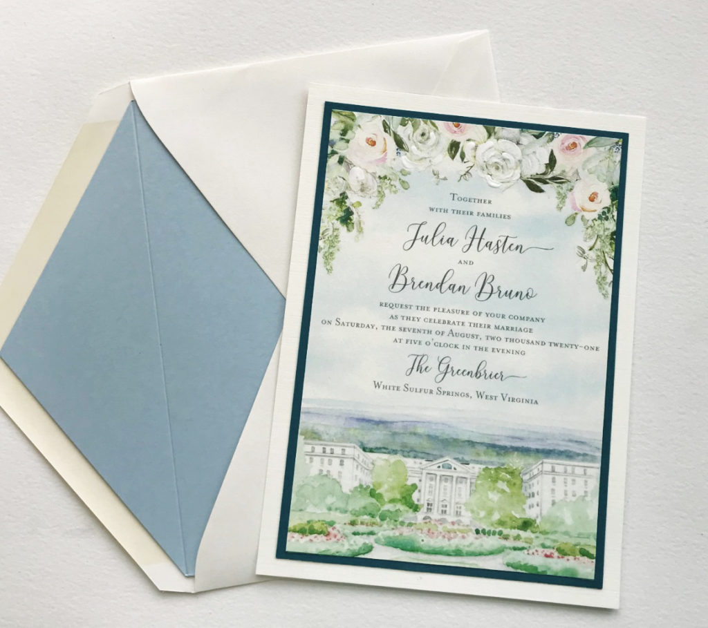 Watercolor Greenbrier Wedding Invitations