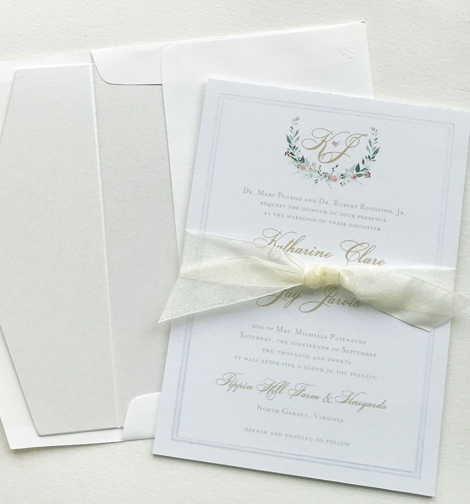 Delicate Monogram Wedding Invitations