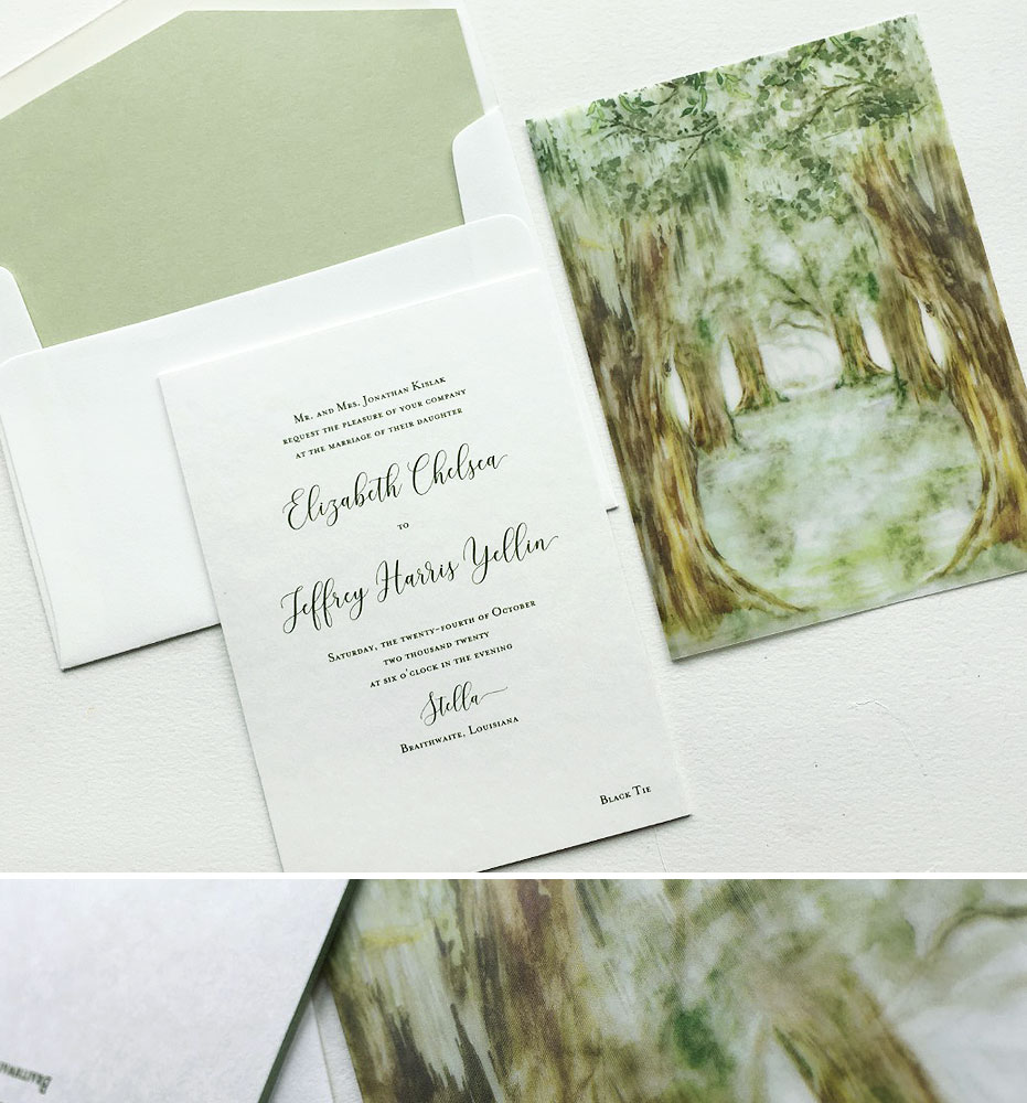 Watercolor Oak Tree Wedding Invitations