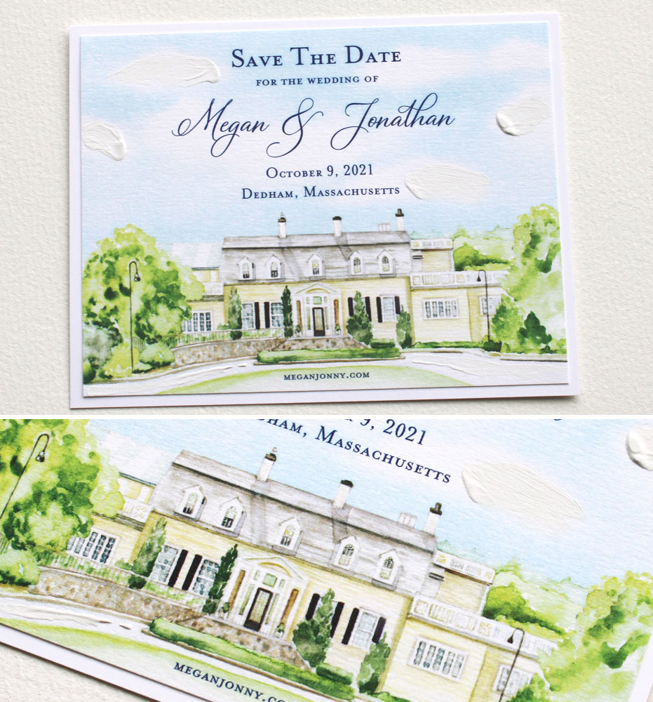 Watercolor Save the Dates Classic Watercolor Crest Wedding Invites