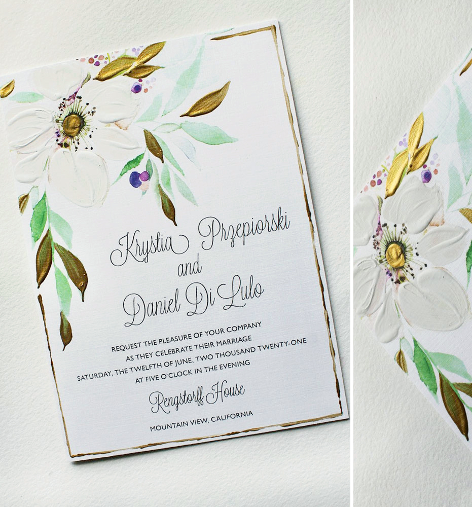 Hand Painted Anemone Wedding Invitations