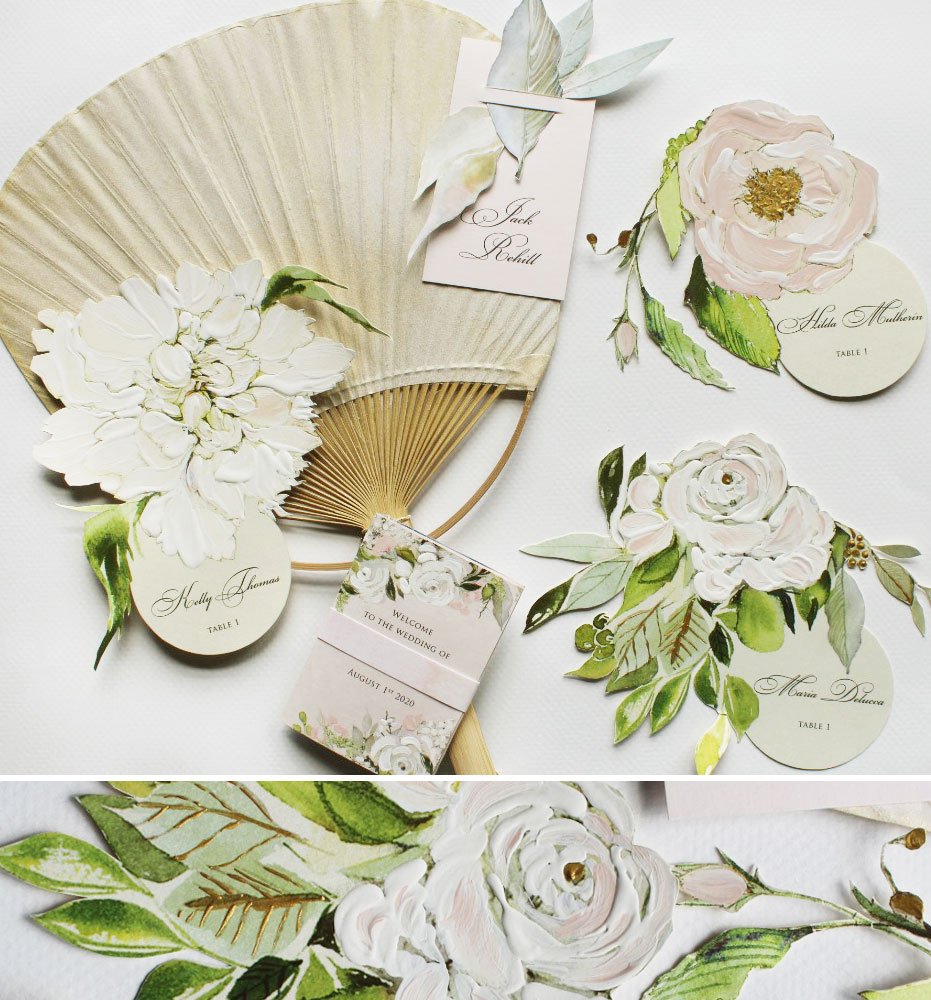 Hand Painted Custom Floral Wedding Escort Cards