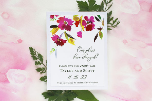 Watercolor Floral Change the Date Card