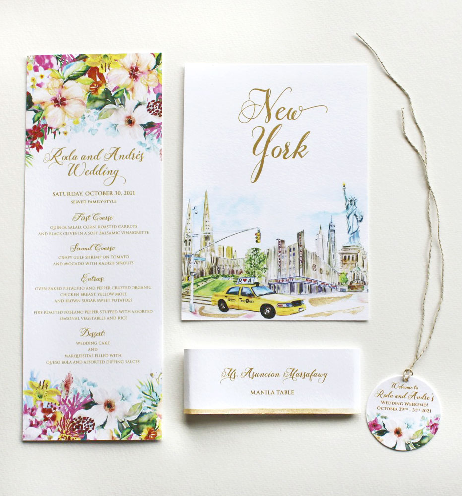 Watercolor Mexico Wedding Stationery
