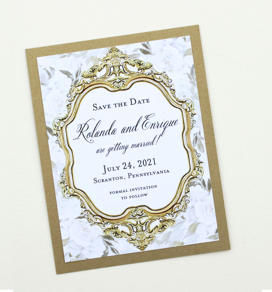 Gold Frame Wedding Stationery