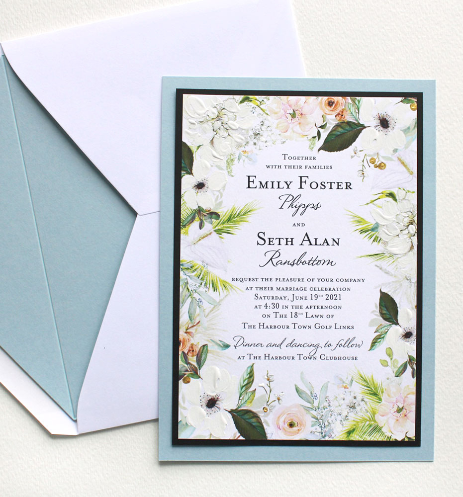 Hand Painted Florals Southern Wedding Invitations 