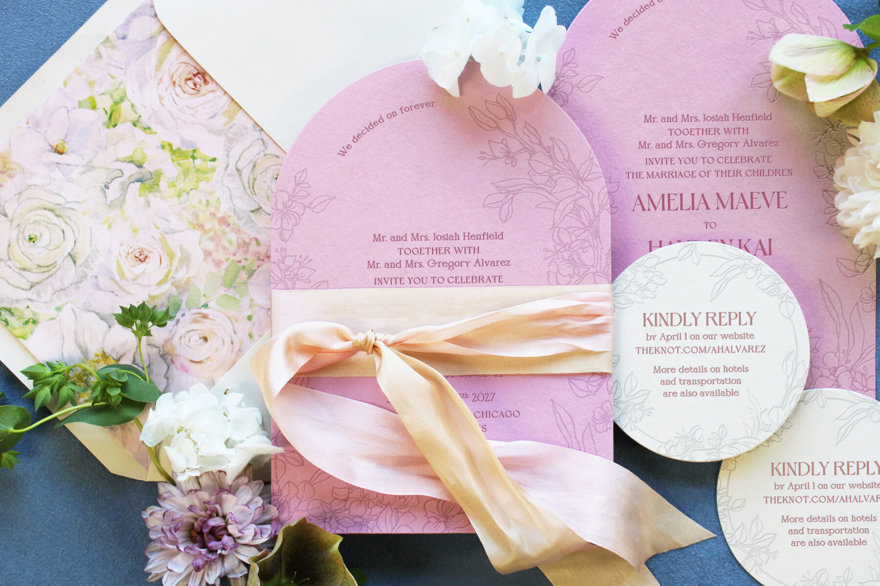 die cut custom letterpress wedding invitation