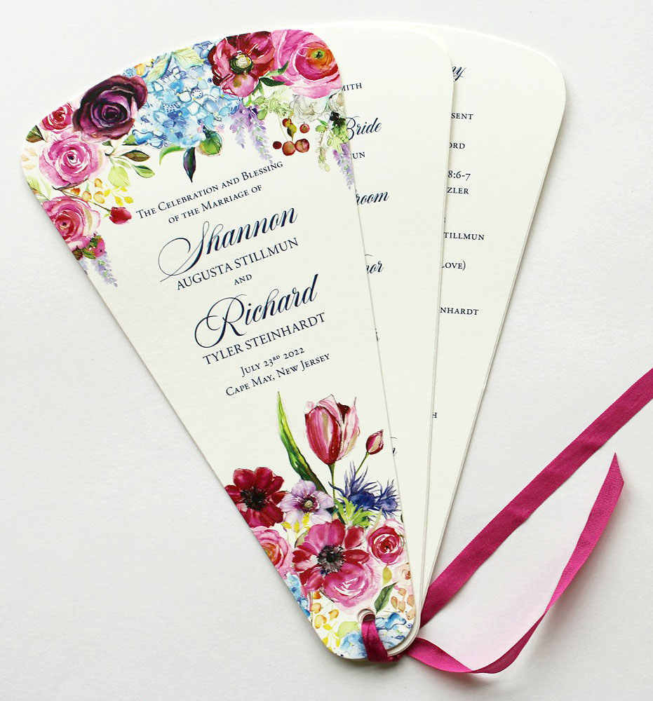 Fuchsia Floral Custom Wedding Programs
