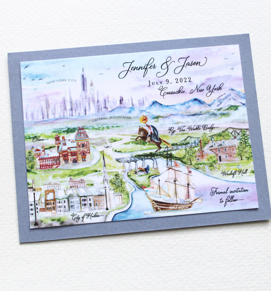 Watercolor Wedding Map Save the Date