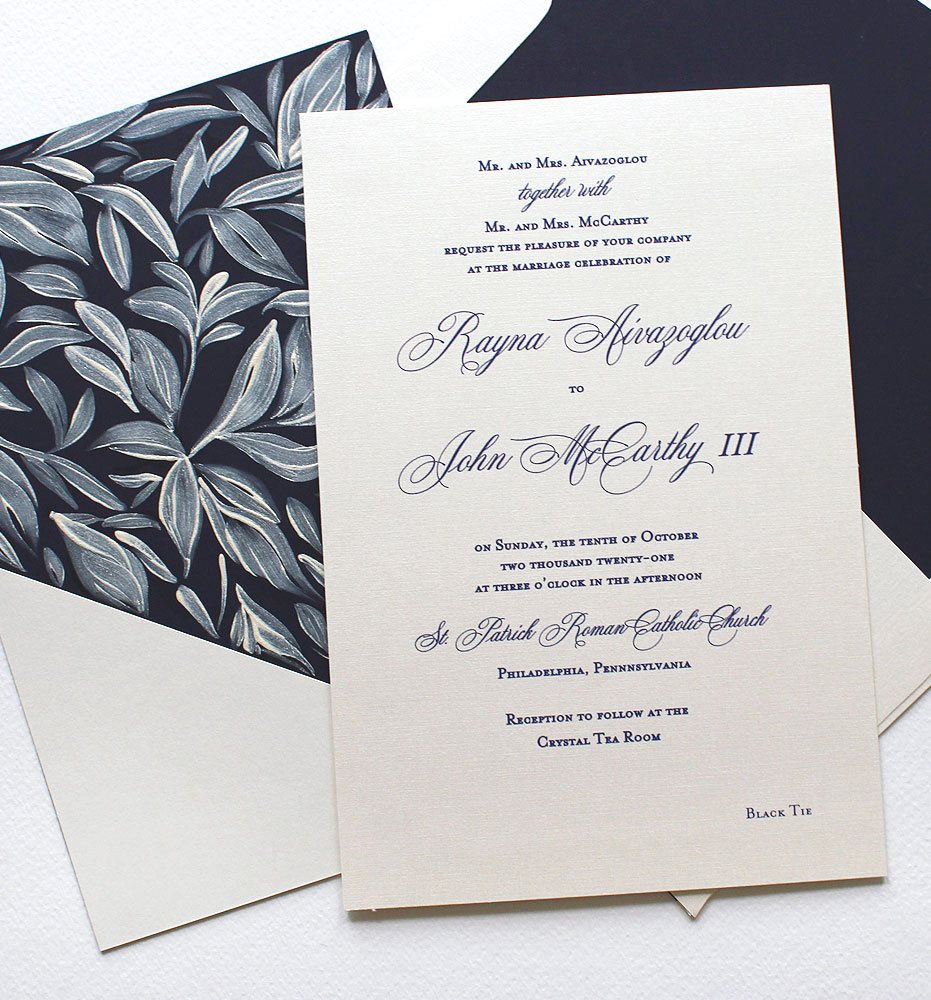 Black Tie Botanical Wedding Invitations