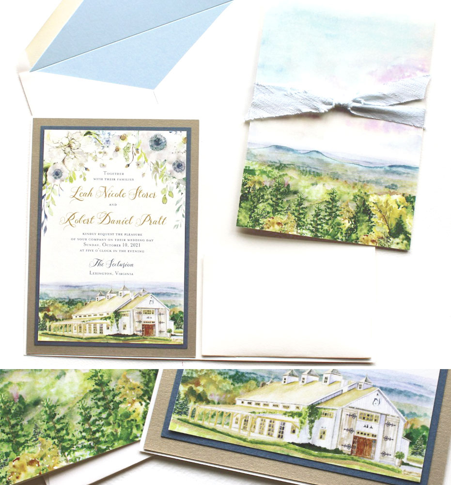 Watercolor Landscape Wedding Invitation