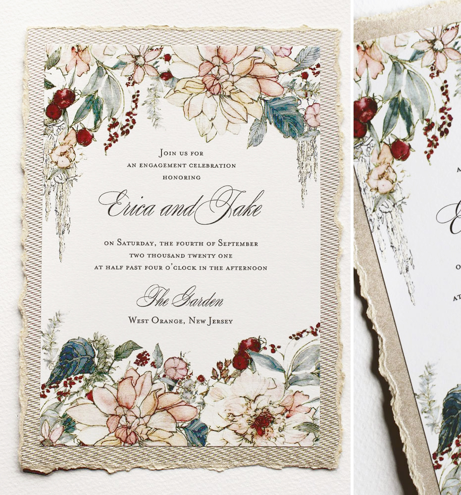 Custom Floral Engagement Party Invitations