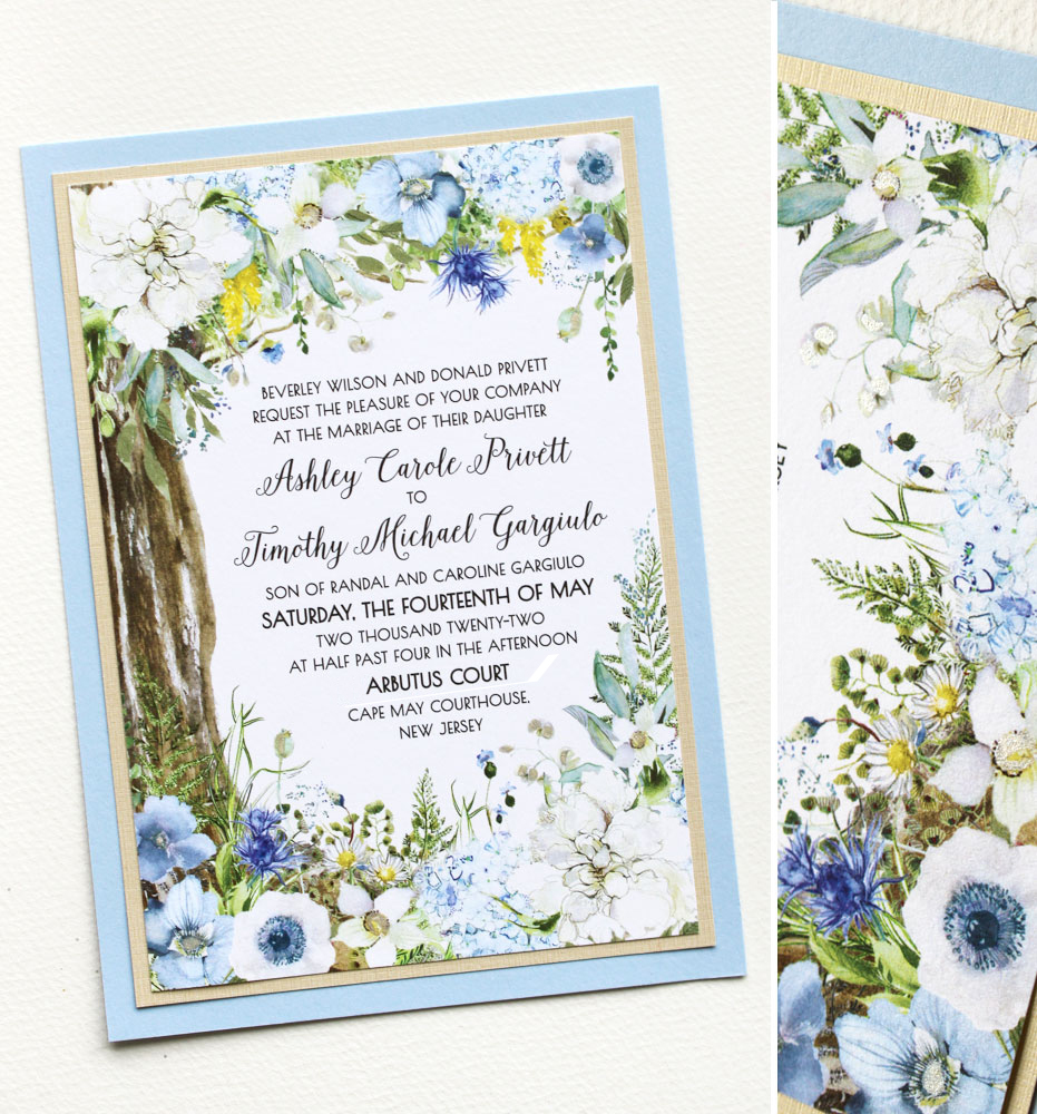 Blue and White Floral Wedding Stationery