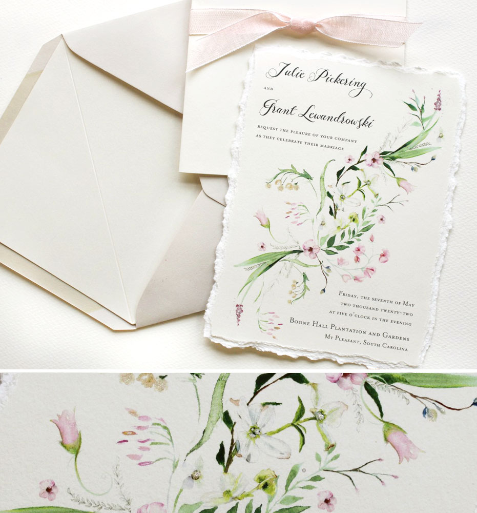 Delicate Botanical Wedding Invitations