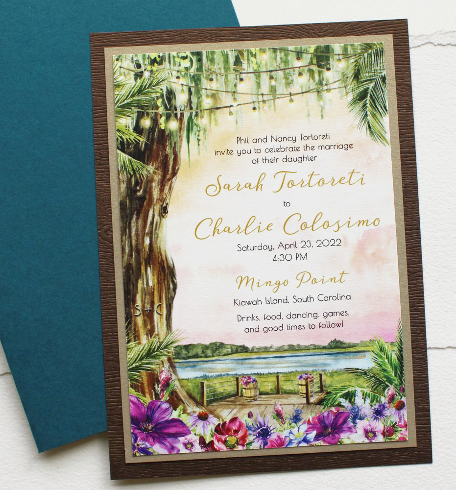 Carolina Coastal Landscape Wedding Invitations
