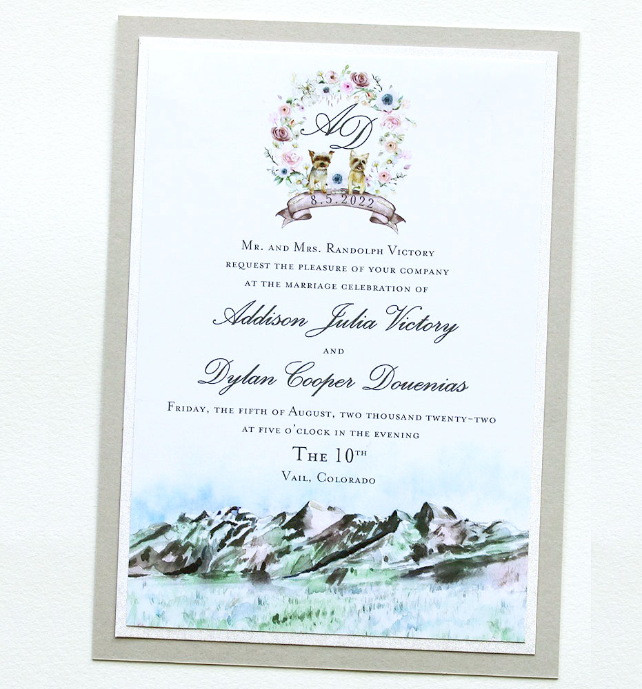 Colorado Mountain Watercolor Wedding Invitations