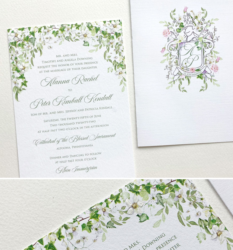Botanical Crest Wedding Invitations