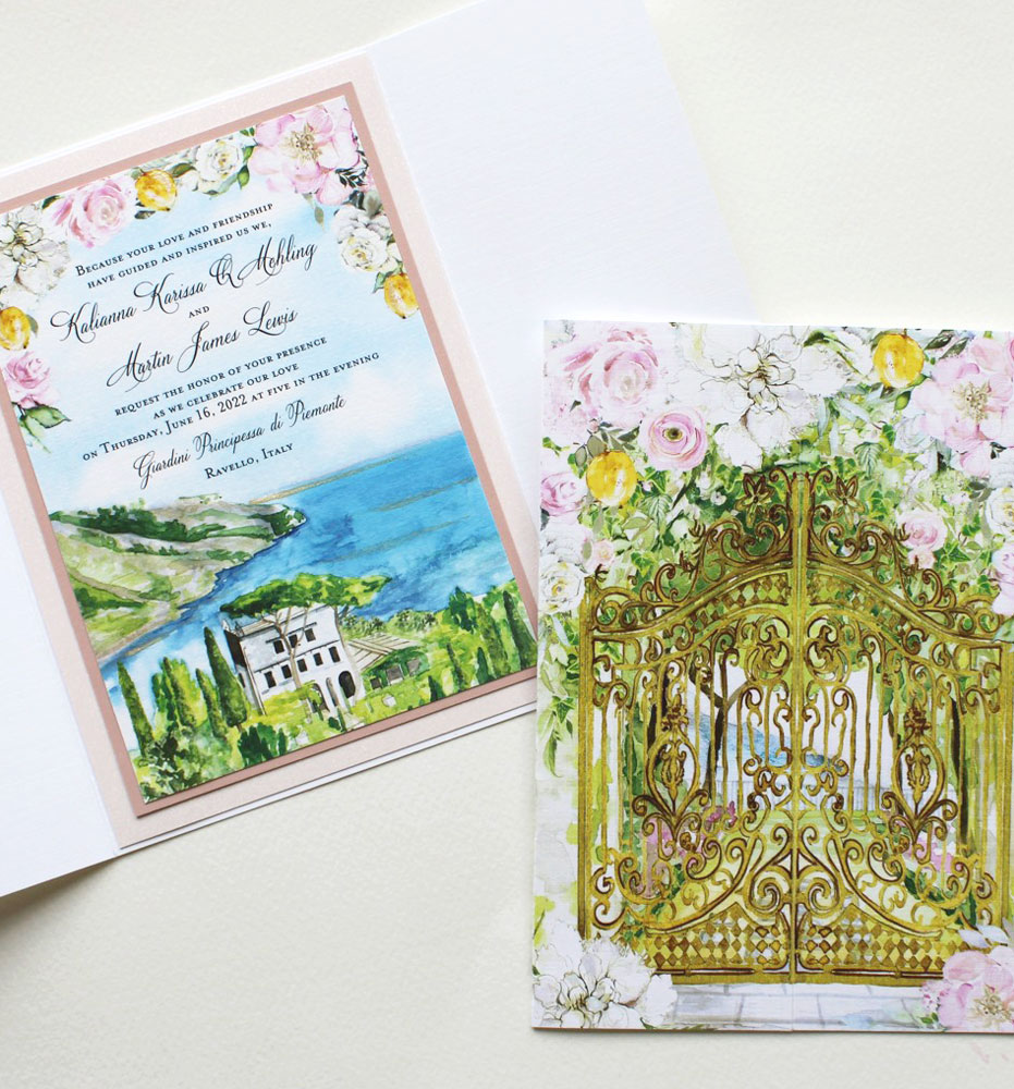 Giardini Principessa di Piemonte Wedding Invitation