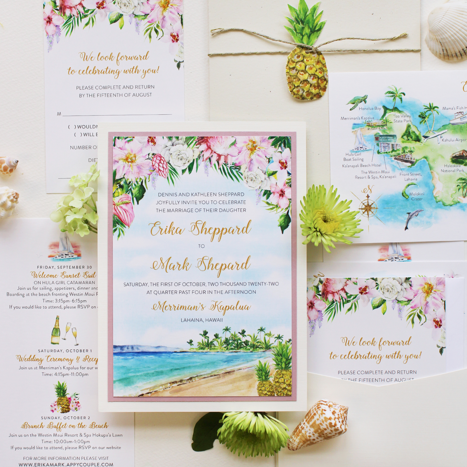 Maui Hawaii Wedding invitations