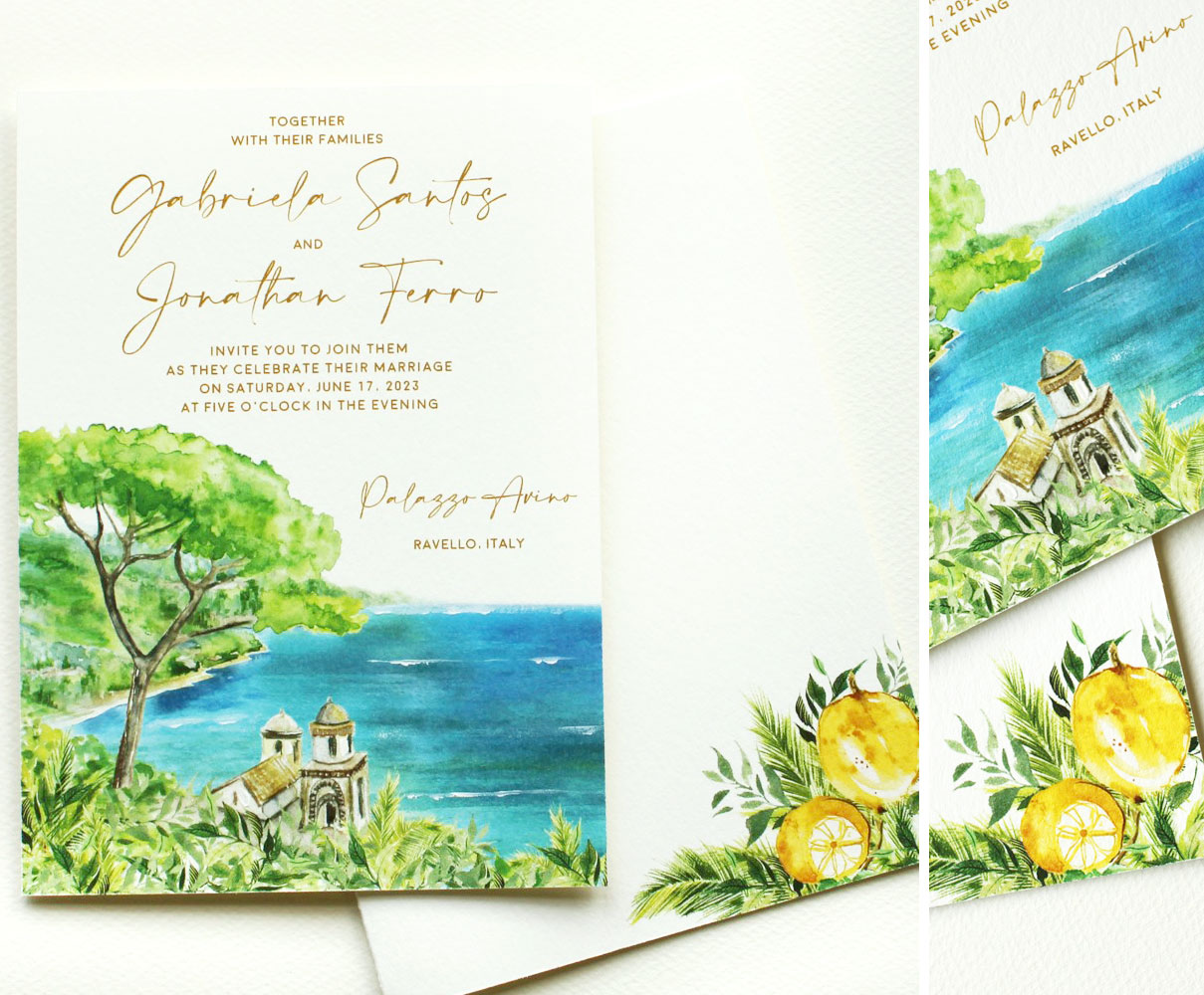 Watercolor Ravello Wedding Invitations