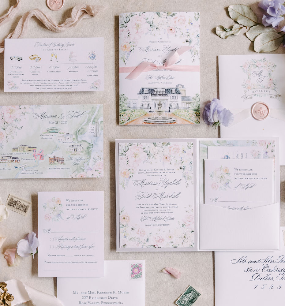 Pastel Floral Wedding Stationery
