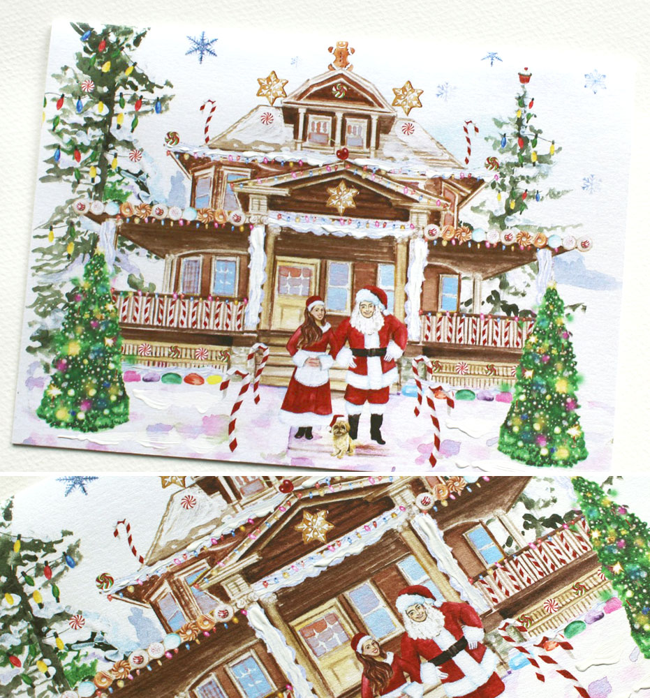 Gingerbread House Portrait Christmas Card