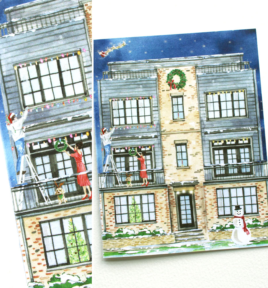 Custom House Illustration Christmas Card