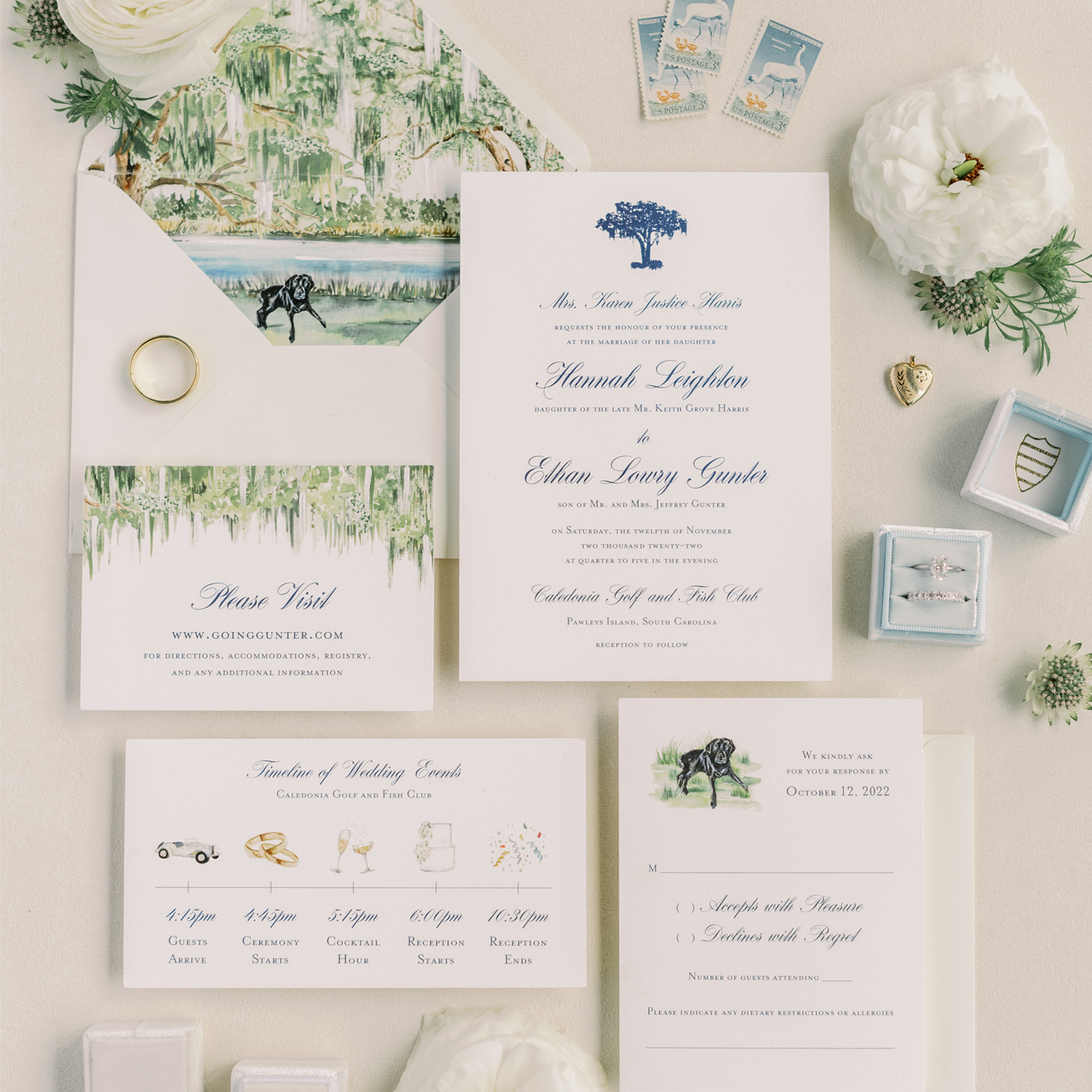 Oak Tree Pawleys Island South Carolina Wedding Invitations