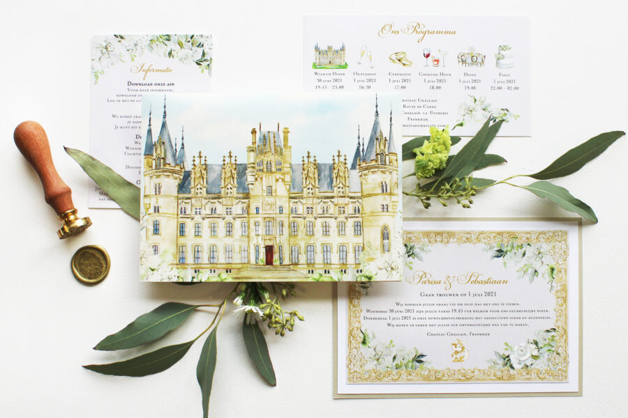 Chateau Challain France Wedding Invitations