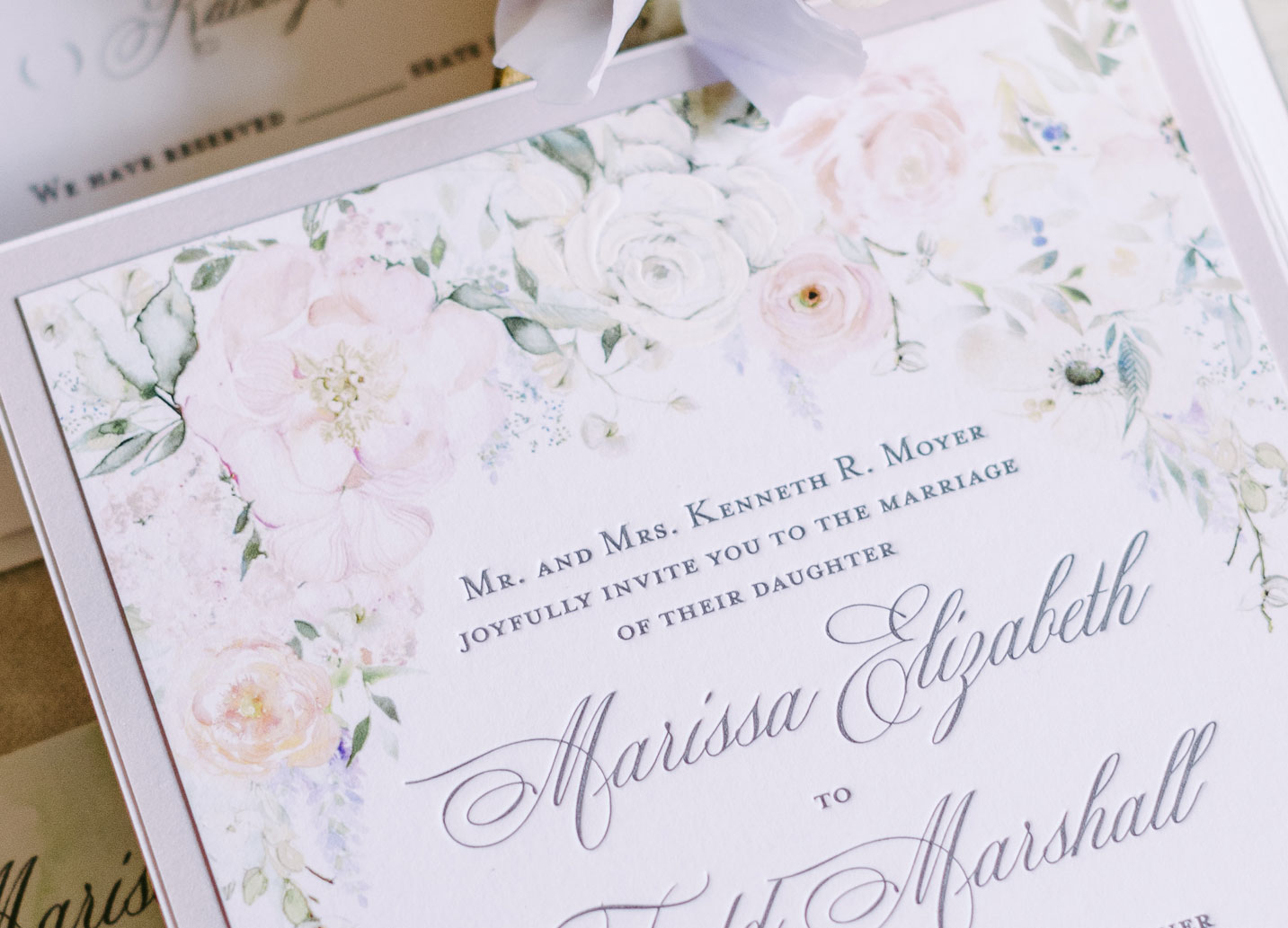 Hand Painted Floral Wedding Invitation