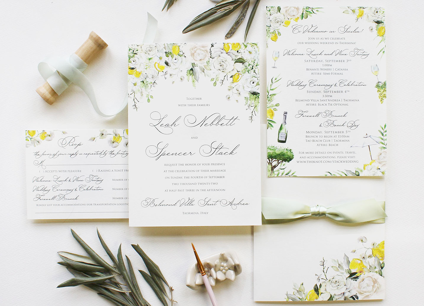white-floral-lemon-wedding-invitations
