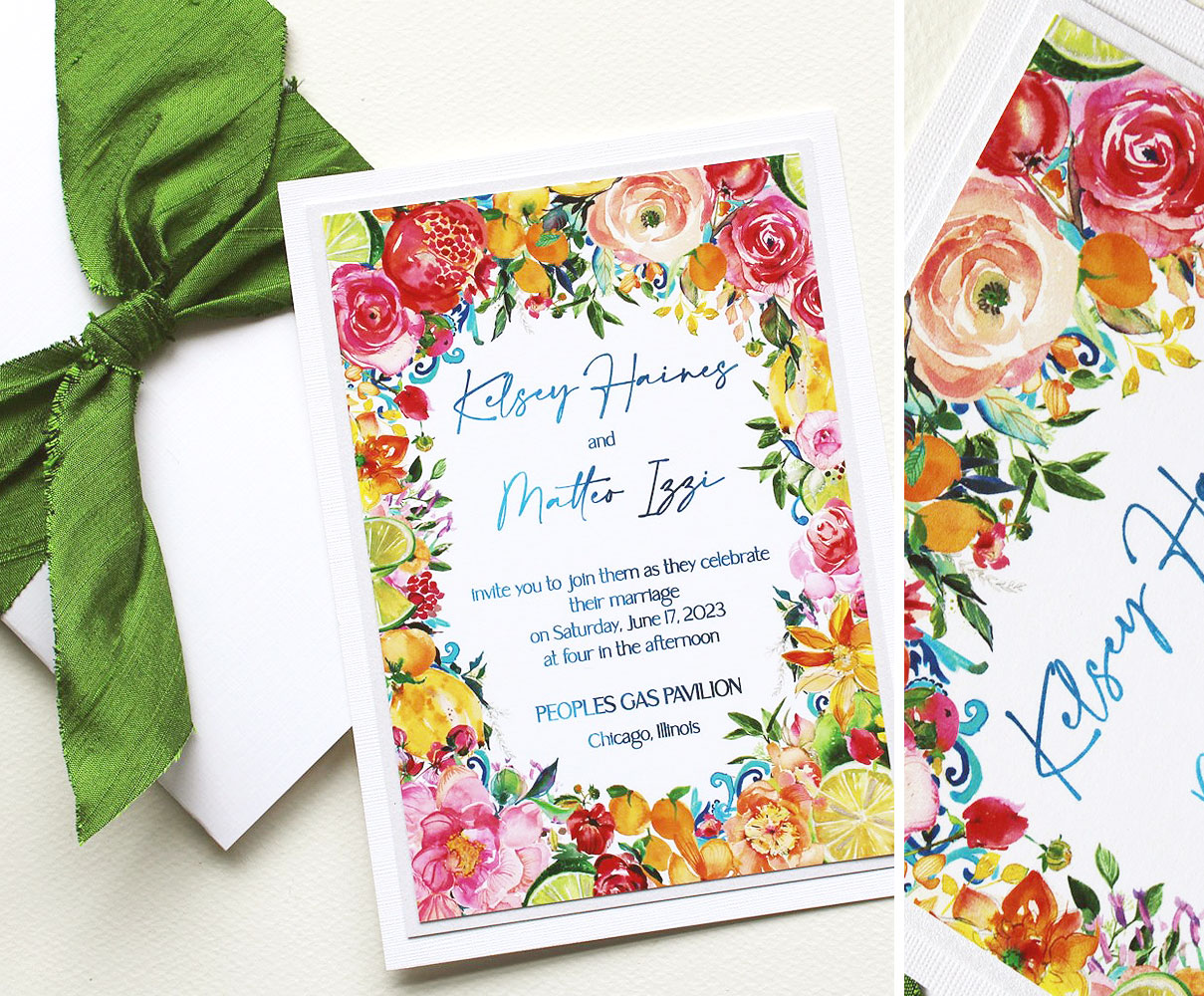 Summer Fruits and Florals Wedding Invites